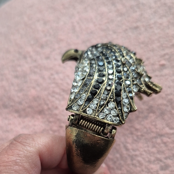 Crystal Pavé Peacock Cuff Bracelet - Black and Clear - Picture 8 of 10